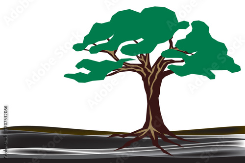 Beautiful tree silhouette vector white background. Incredibly Detailed Tree Silhouette.