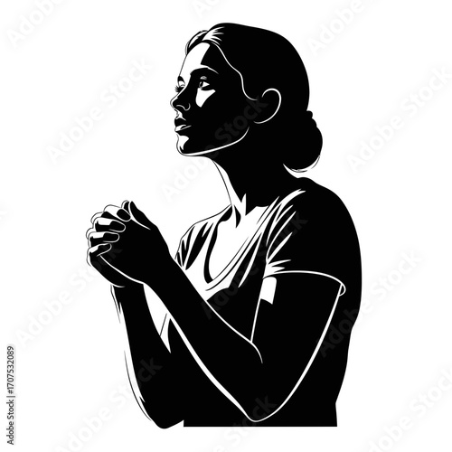 Pensive Vector Silhouette of a Female Actor in Stage Revelation