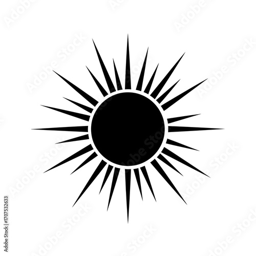 Harmonic Silhouette of a Radiant Sun with Emanating Rays