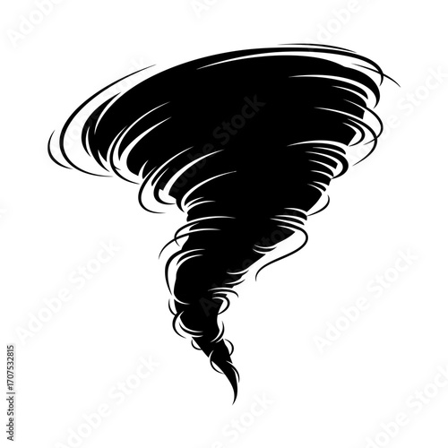 Fluid Abstract Silhouette of a Swirling Tornado Twisting