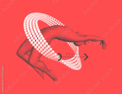 Jumping man. 3D human body model. Gymnastics activities. Illustration for brochure, poster, cover, card, presentation, flyer or banner.