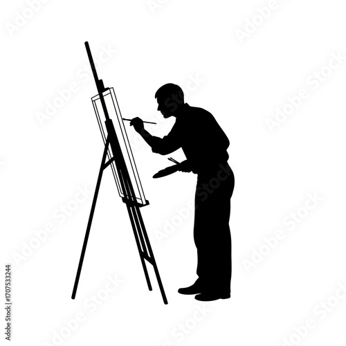 Dynamic Silhouette of an Artist Painting with Focused Precision