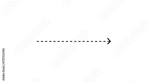 right arrow direction icon with dotted line animation on white background. dot arrows icon sign animated with alpha channel. Black straight arrows animation. Reveal animation of solid, dashed. 