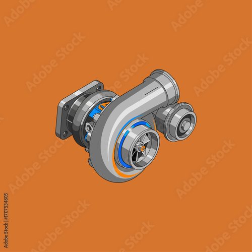 Isometric turbo icon logo flat vector design