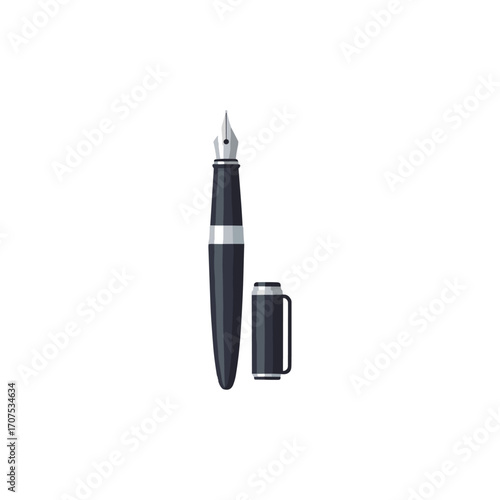 Fountain pen icon logo flat vector design