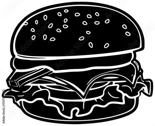 burger illustration food silhouette hamburger logo restaurant icon meal outline dinner meat cheeseburger pizza isolated eat lunch menu tasty shape for vector graphic background