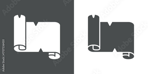 Icono rollo de papel antiguo. Silueta de pergamino en blanco para su uso en felicitaciones y tarjetas