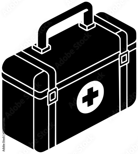 emergency illustration medicine silhouette bag logo kit icon equipment outline safety first aid medical health care survival help preparation shape with vector graphic background
