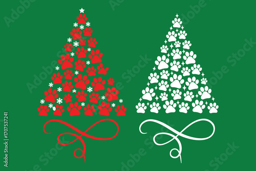 Festive Paw Print Christmas Trees Celebrating Canine Companions and Holiday Cheer with Whimsical Paw-Shaped Decorations and Spirited Holiday Designs