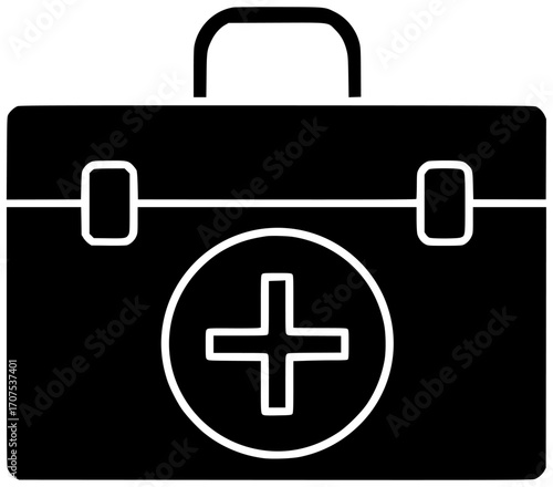 emergency illustration medicine silhouette bag logo kit icon equipment outline safety first aid medical health care survival help preparation shape with vector graphic background