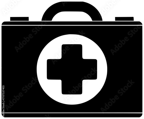 emergency illustration medicine silhouette bag logo kit icon equipment outline safety first aid medical health care survival help preparation shape with vector graphic background