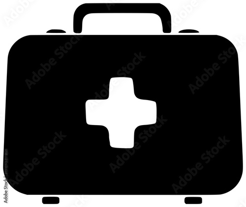 emergency illustration medicine silhouette bag logo kit icon equipment outline safety first aid medical health care survival help preparation shape with vector graphic background