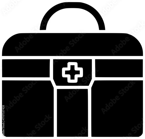 emergency illustration medicine silhouette bag logo kit icon equipment outline safety first aid medical health care survival help preparation shape with vector graphic background