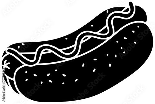 hotdog illustration food silhouette snack logo sausage icon meal outline fast sandwich dog fast food food mustard meat american hot shape with vector graphic background
