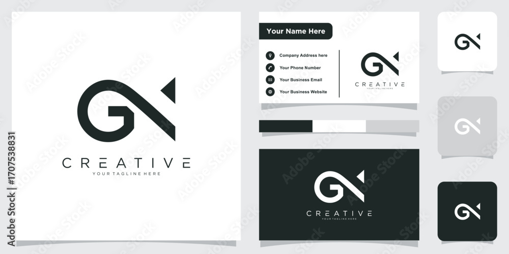 Fototapeta premium Initial Letter GN or NG Logo Design vector Template.
