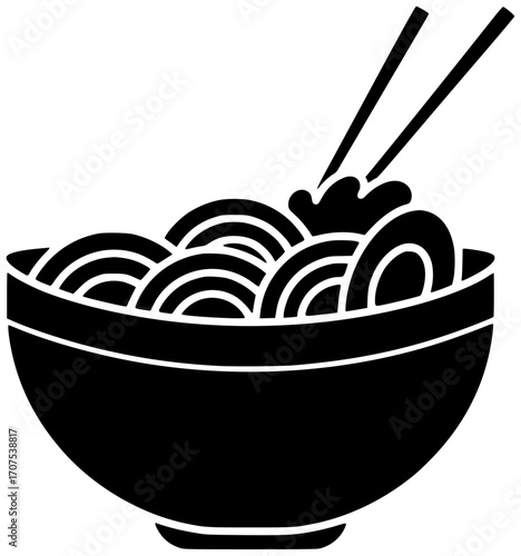 food illustration ramen silhouette meal logo tasty icon asian outline chinese noodle cooking restaurant cuisine delicious hot bowl japan shape with vector graphic background