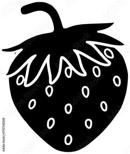 fruit illustration strawberry silhouette food logo fresh icon berry outline healthy juicy diet natural dessert ripe red leaf delicious shape kids vector graphic background
