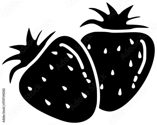 fruit illustration strawberry silhouette food logo fresh icon berry outline healthy juicy diet natural dessert ripe red leaf delicious shape kids vector graphic background