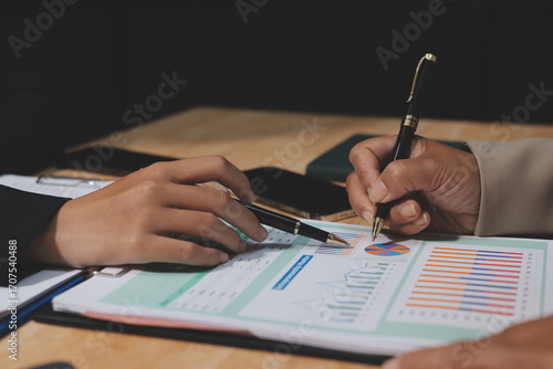Accounting company provide finance and taxation planning for profitable cash flow, Auditor and accountant team working in office, analyze financial data and accounting record with calculator.Insight