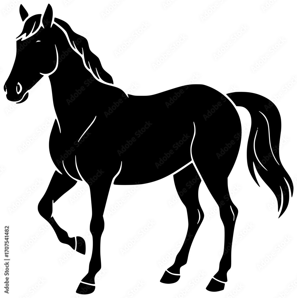 Obraz premium animal illustration horse silhouette nature logo farm icon cute outline pattern brown cartoon stallion equine domestic art fabric decorative shape women vector graphic background