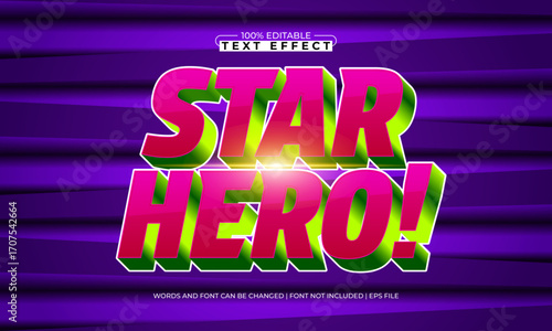 star hero editable text effect for play