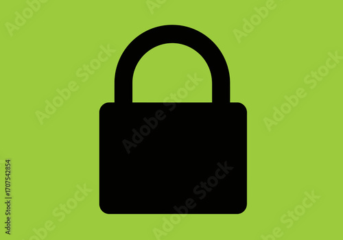 A black padlock is centered against a vibrant green backdrop