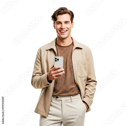 young man holding a mobile phone
