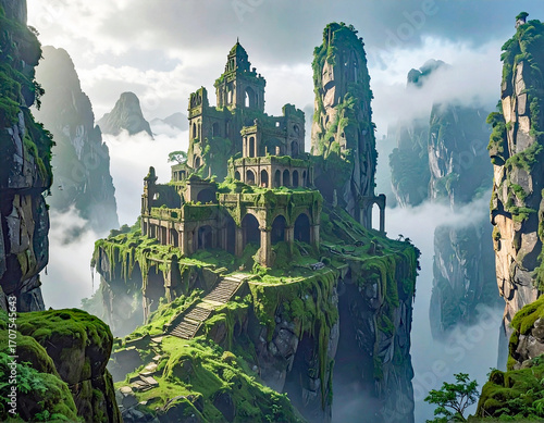 Wallpaper Mural Klöster über dem Abgrund Meteora, von Nebel umgeben Torontodigital.ca