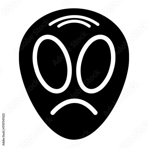 icon glyph symbol of a space alien face or head
