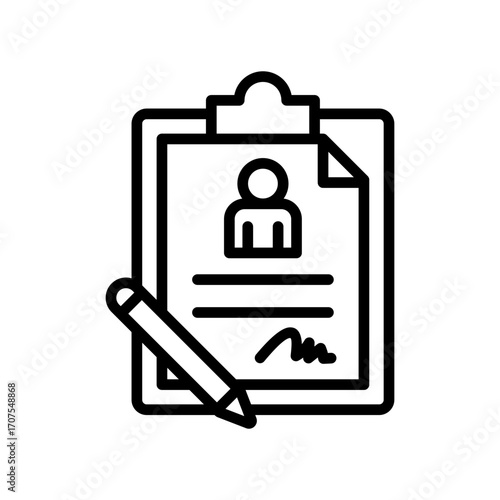 Employment Contract Icon Vector Illustration Line Version