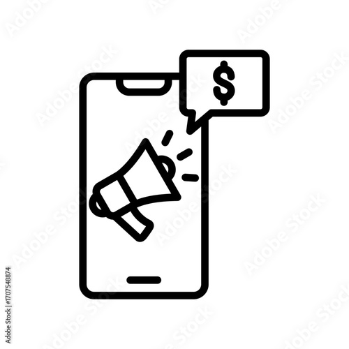 Telemarketing Icon Vector Illustration Line Version