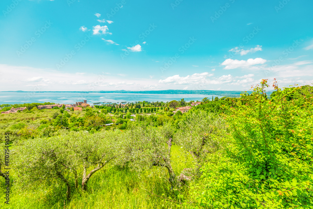 Obraz premium View of Lake Bolsena in Italy. Summer in Italy. Trip to Europe.