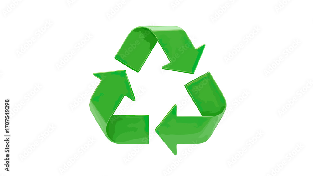 Fototapeta premium Close-up view of a bright green recycling symbol.