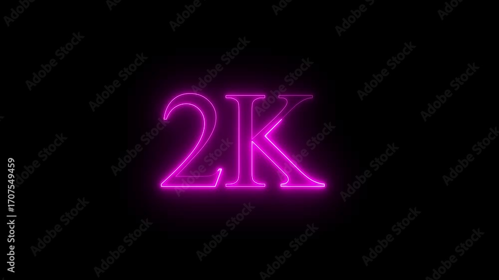 Glowing neon line 2k Ultra HD icon isolated on black background. 2k followers. Animation on black background 4K Video. Glowing neon line 2k Ultra HD icon isolated on black background. 2k followers. Animation on black background 4K Video.
