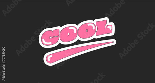 Cool retro pink social media phrase. Casual expression of approval, positive reaction. Teen communication. Trendy typography with swoosh underline. Online buzzword isolated on black. Oi font used