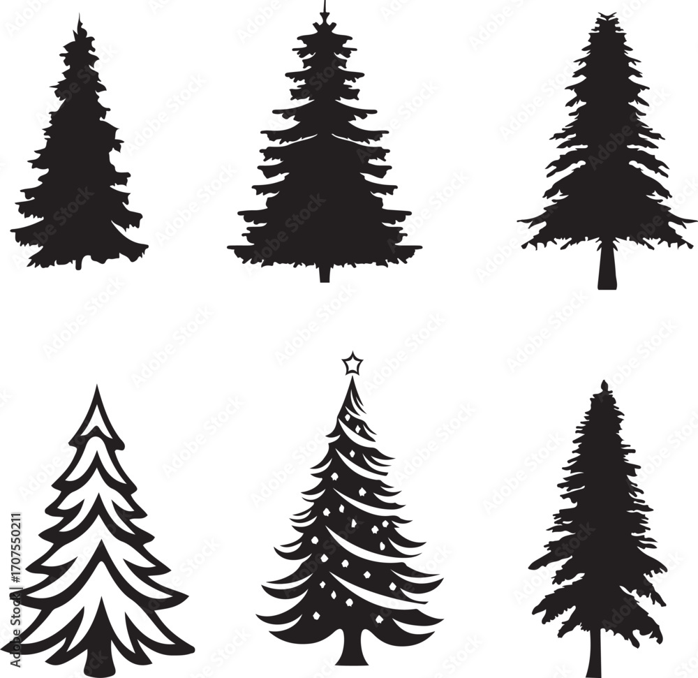 Obraz premium christmas trees set
