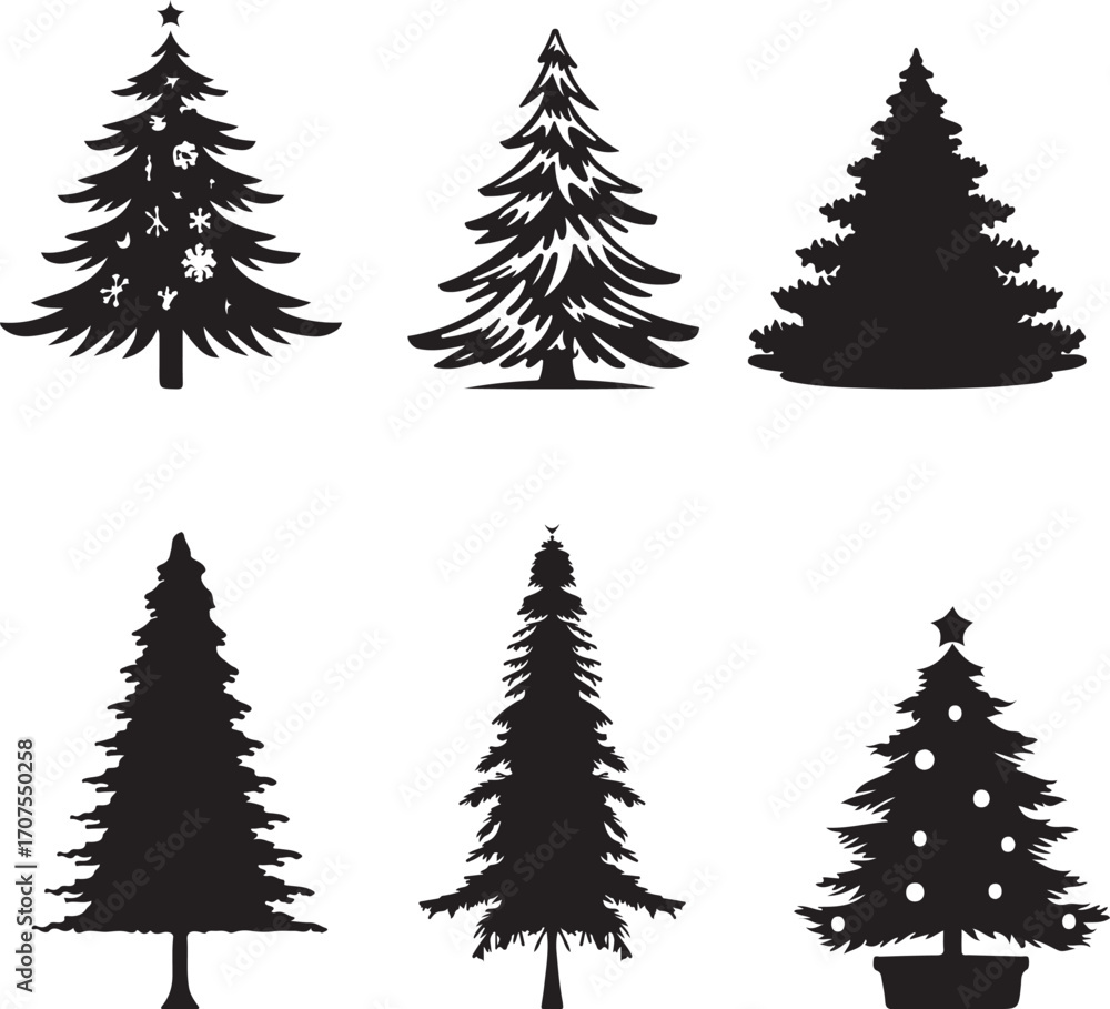 Obraz premium set of christmas trees