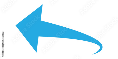 Curved isolated arrow icon on white background. Blue  arrowhead vector icons. Isolated blue curved arrow icon set. Isolated blue curved arrowhead on white page. EPS 10. 