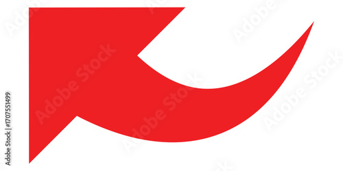 Curved isolated arrow icon on white background. Red dark arrowhead vector icons. Isolated red curved arrow icon set. Isolated red curved arrowhead on white page. 