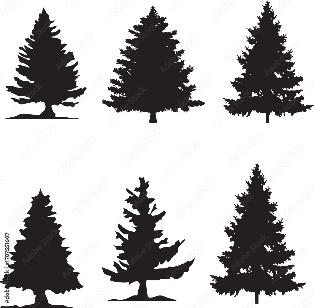 Fototapeta premium set of christmas trees
