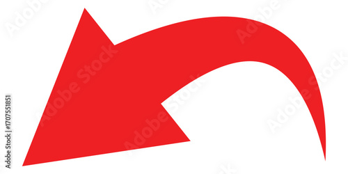 Curved isolated arrow icon on white background. Red dark arrowhead vector icons. Isolated red curved arrow icon set. Isolated red curved arrowhead on white page. 