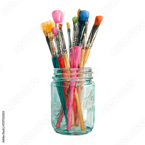 paintbrushes in a jar clipart png