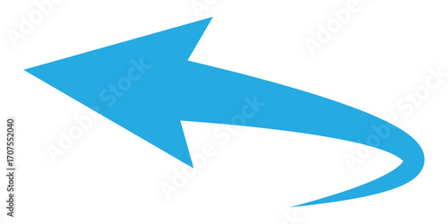 Curved isolated arrow icon on white background. Blue  arrowhead vector icons. Isolated blue curved arrow icon set. Isolated blue curved arrowhead on white page. EPS 10. 