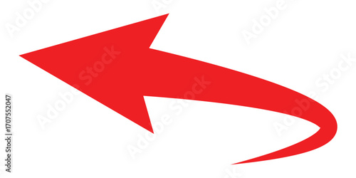 ACurved isolated arrow icon on white background. Red dark arrowhead vector icons. Isolated red curved arrow icon set. Isolated red curved arrowhead on white page. 