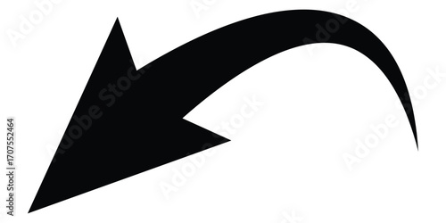 Curved isolated arrow icon on white background. Black dark arrowhead vector icons. Isolated black dark curved arrow icon set. EPS 10. 