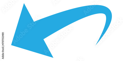 Curved isolated arrow icon on white background. Blue  arrowhead vector icons. Isolated blue curved arrow icon set. Isolated blue curved arrowhead on white page. 