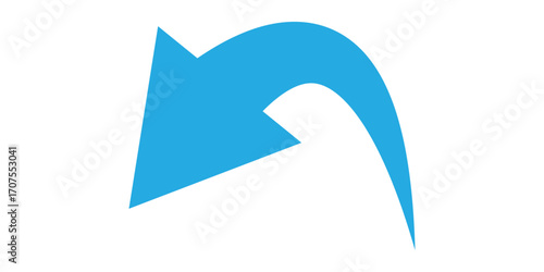 Curved isolated arrow icon on white background. Blue  arrowhead vector icons. Isolated blue curved arrow icon set. Isolated blue curved arrowhead on white page. 