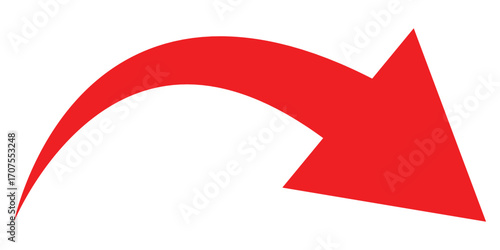 Curved isolated arrow icon on white background. Red dark arrowhead vector icons. Isolated red curved arrow icon set. Isolated red curved arrowhead on white page. EPS 10. 