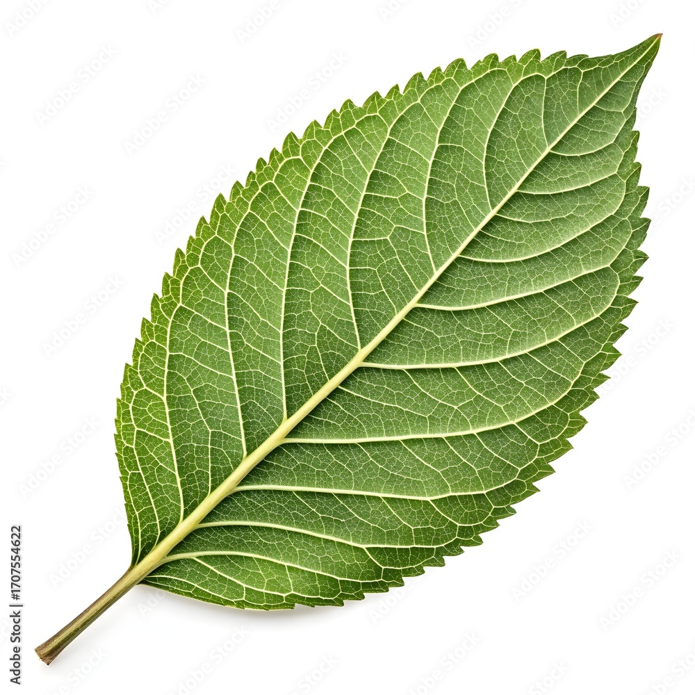 Obraz premium Queensland Satinash Leaf Elegant Tropical Foliage with Broad Glossy Green Surface Exotic Botanical Beauty Fresh Organic Still Life Natural Wellness and Vitality on White Background