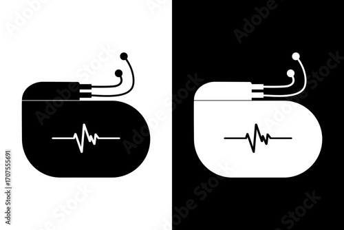 Pacemaker icon, Artificial cardiac pacemaker icon. Flat vector illustration isolated on white background.